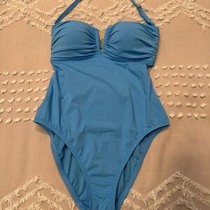 Bleu Rod Beattie Blue One Piece Swimsuit with Ruched Detailing